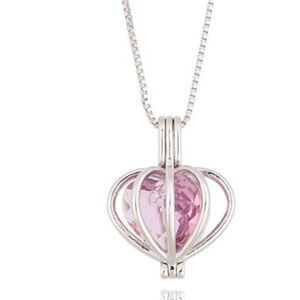 NECKLACE LIGHT AMETHYST HEART SECRETS + WHITE RHODIUM PLATED